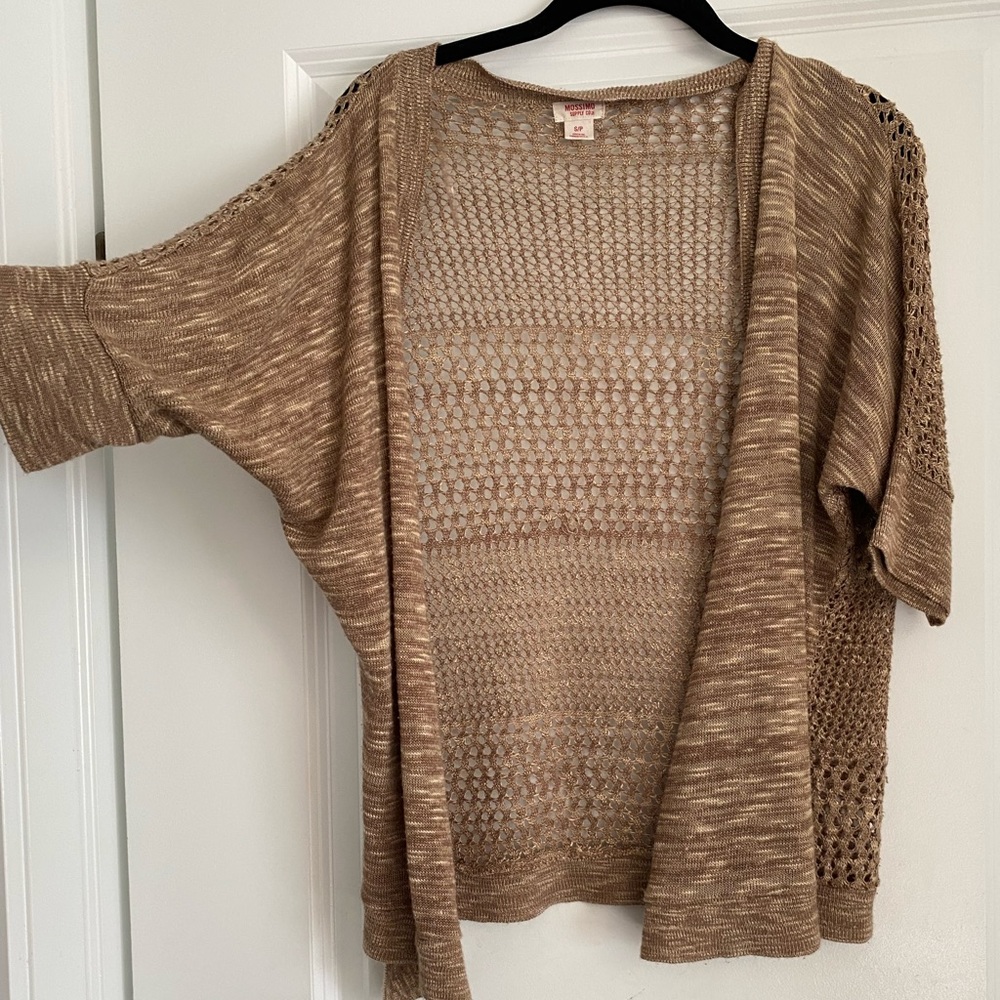 Tan Cardigan with Crochet Back Detail